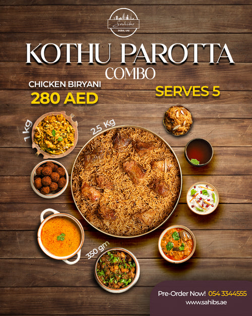 Kothu Parotta & Chicken Biryani combo - Serve 5 people 56*/Person